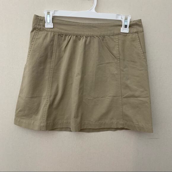 Ibex Khaki Mini Skirt With Pockets Hemp Blend Organic Cotton - Picture 1 of 9
